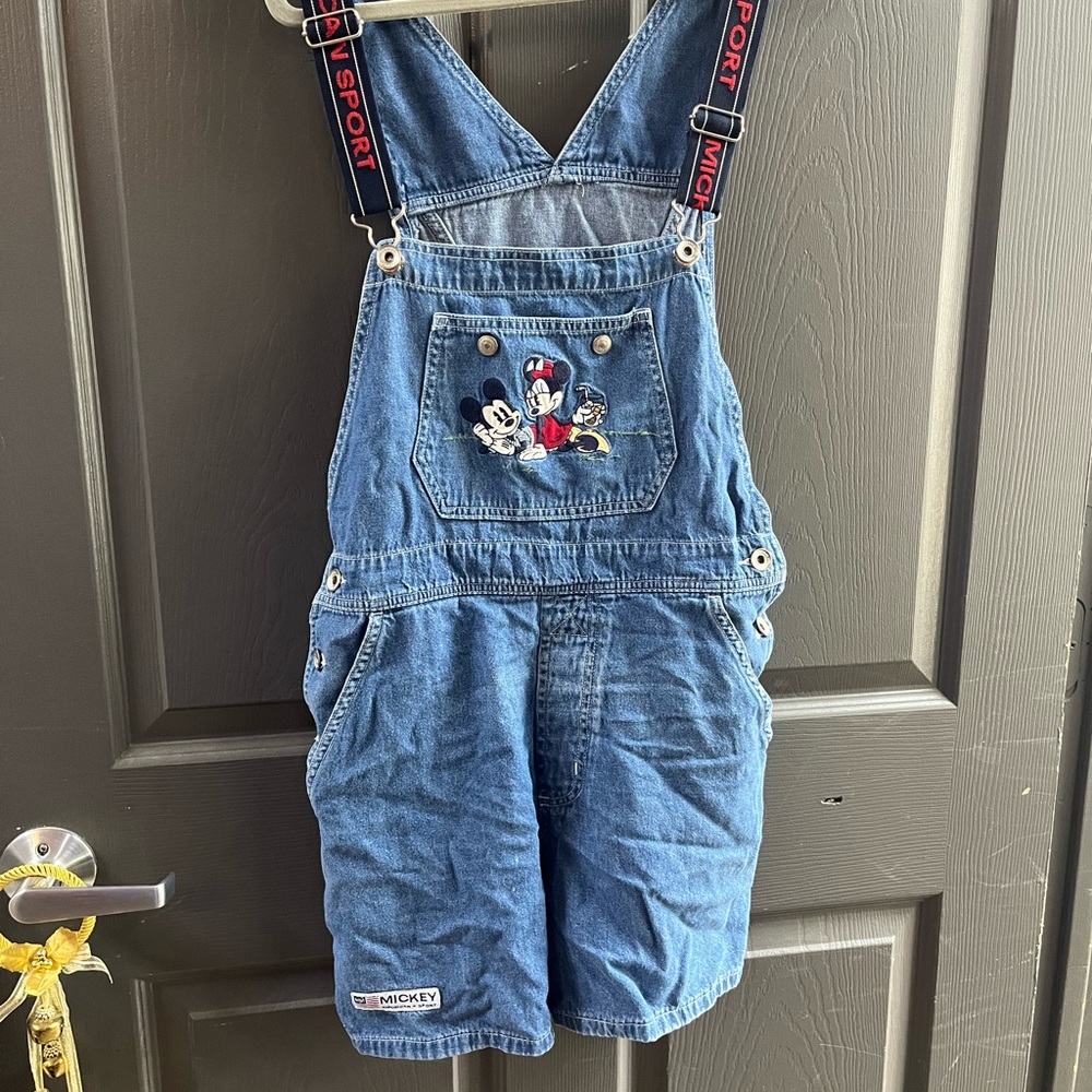 Disney Blue Denim Overalls with Mickey Design